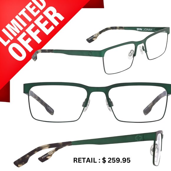 NEW AUTHENTIC SPY OPTIC JONAH EYEGLASSES ARMY COMBO GREEN COLOR - Picture 1 of 3